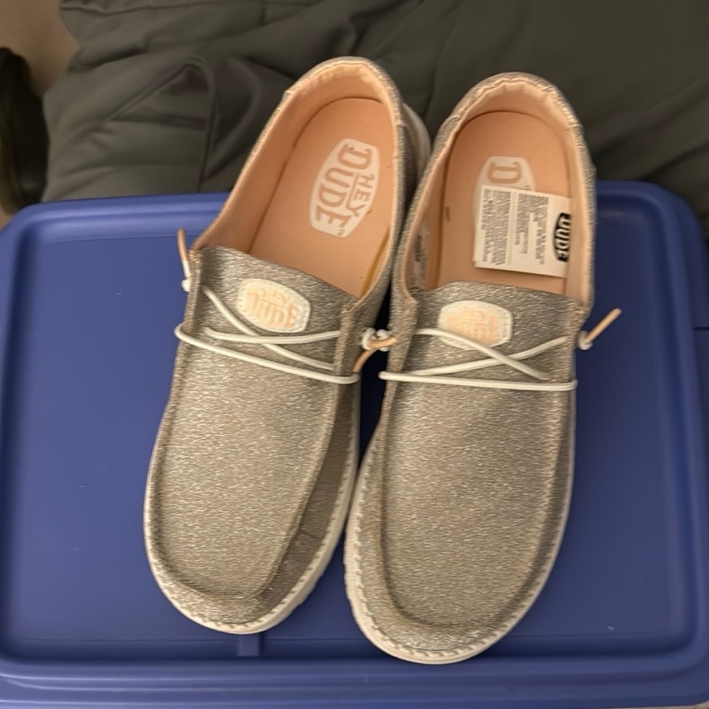 Hey Dude White and Pink Flats Loafers